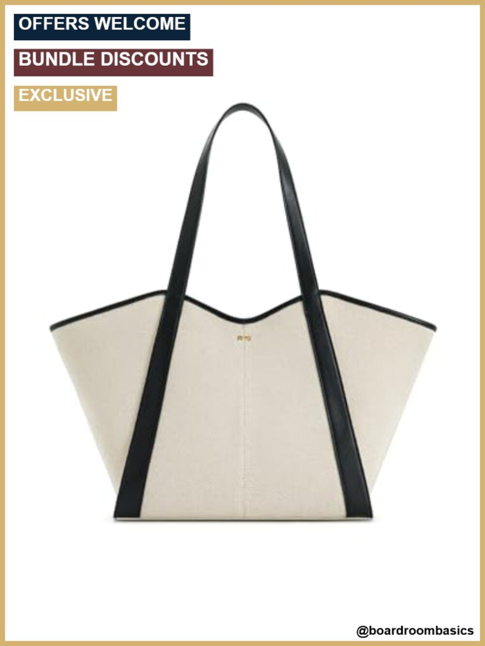 Canvas Large Capacity Tote Bag Shoulder Handbag Gold Hardware